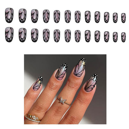 MULTI DESIGN OVAL FAKE NAIL SET W1250 (12PC)