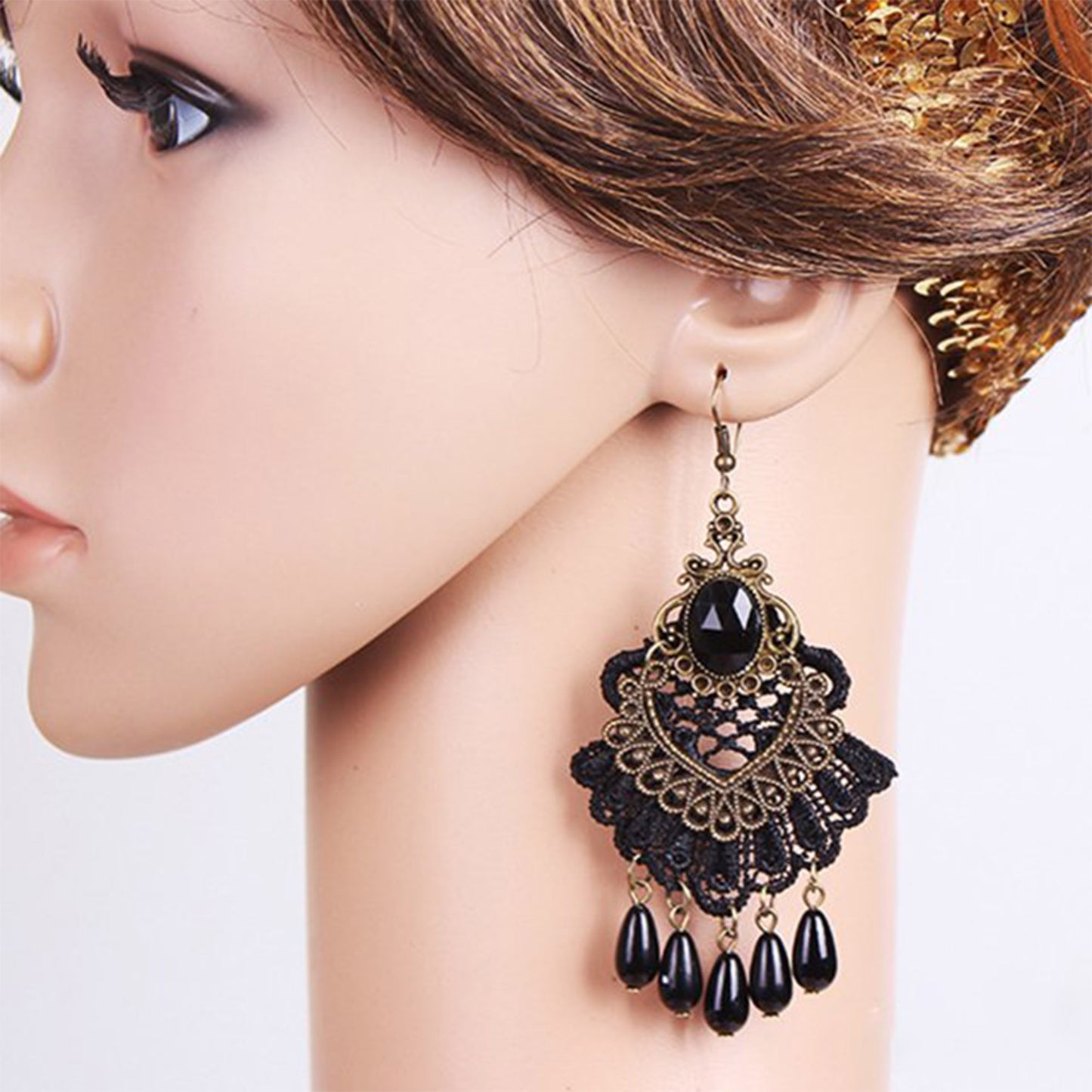 COLOR STONE DANGLING EARRING 2826-77 (12PC)