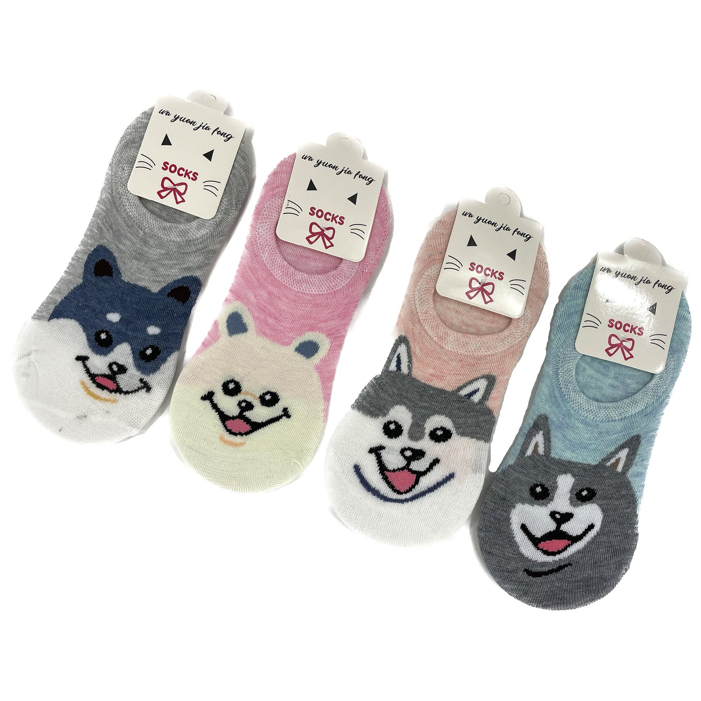 WOMEN'S CUTE SHIBA DOG CARTOON FAKE SOCKS 3208-107 (12PC)