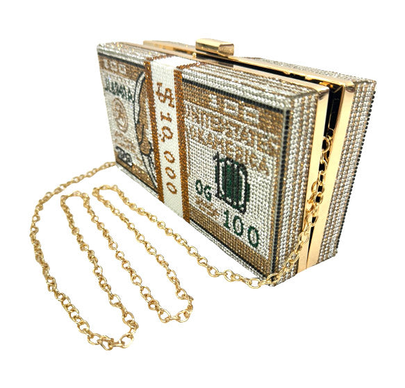 DOLLAR GRAPHIC RHINESTONE EVENING BAG 7246 (1PC)