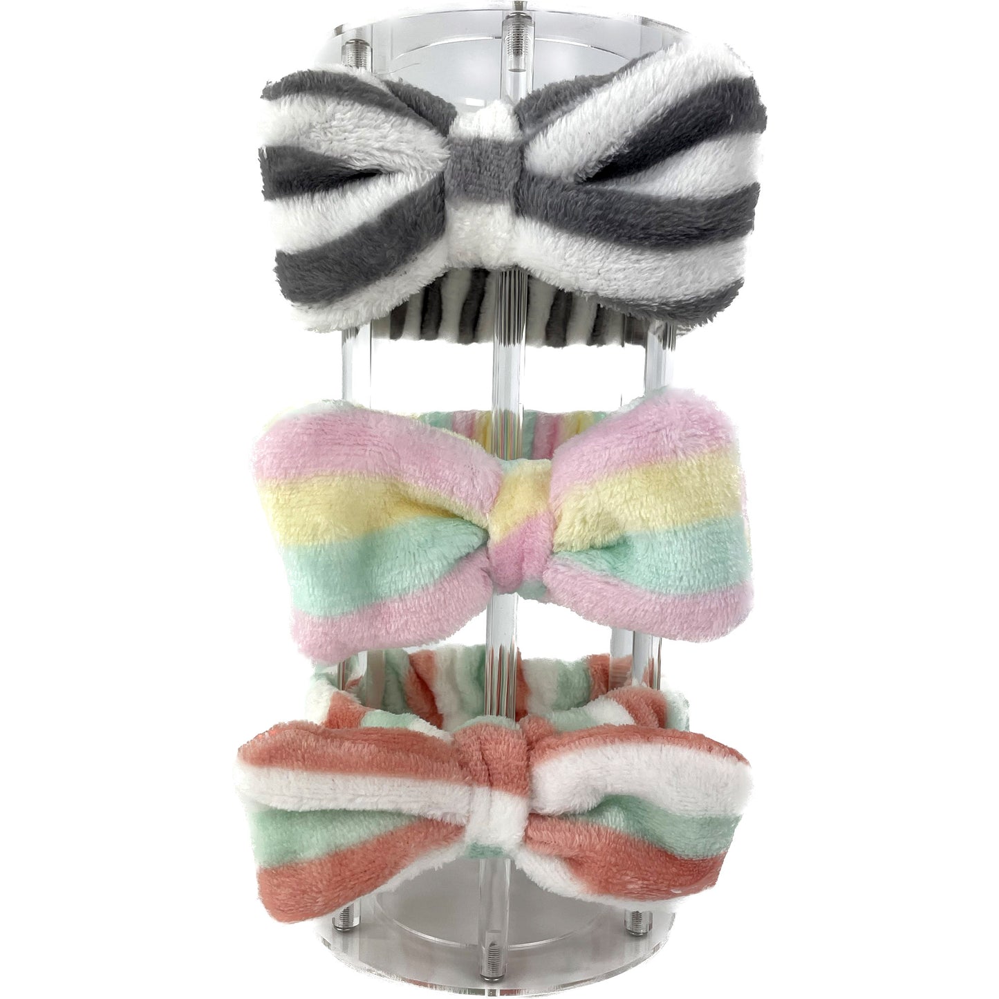 CUTE STRIPE PATTERN RIBBON SPA HEADWRAP HW0315-20 (12PC)