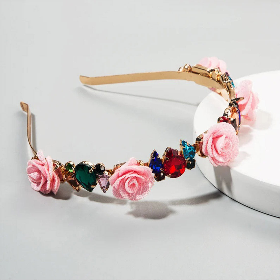 BOHO CRYSTAL N FLOWER DECOR THIN HEADBAND HB2417-55 (12PC)