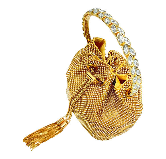 RHINESTONE DRAWSTRING EVENING PURSE 7263