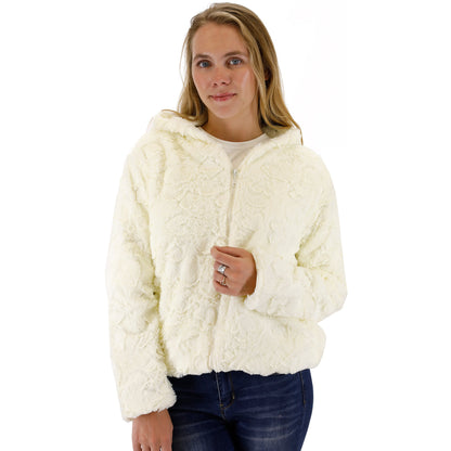 HEART FAUX FUR HOODIE ZIP JACKET 2834