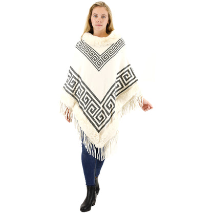 MONOGRAM PATTERN FUR FRINGED PONCHO P195(12PC)