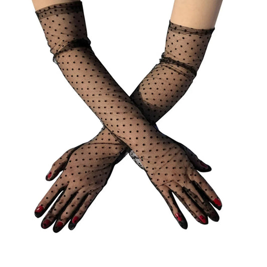 DOT PATTERN MESH LONG GLOVES 125 (12PC)