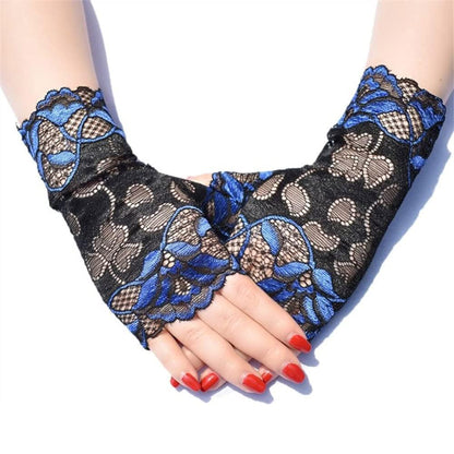 FLOWER COLOR MESH FINGERLESS GLOVES 129 (12PC)