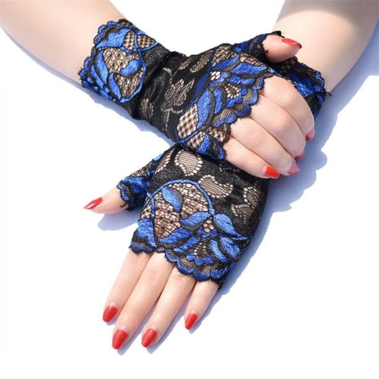 FLOWER COLOR MESH FINGERLESS GLOVES 129 (12PC)