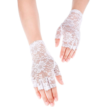 FLOWER LACE MESH FINGERLESS GLOVES 131 (12PC)