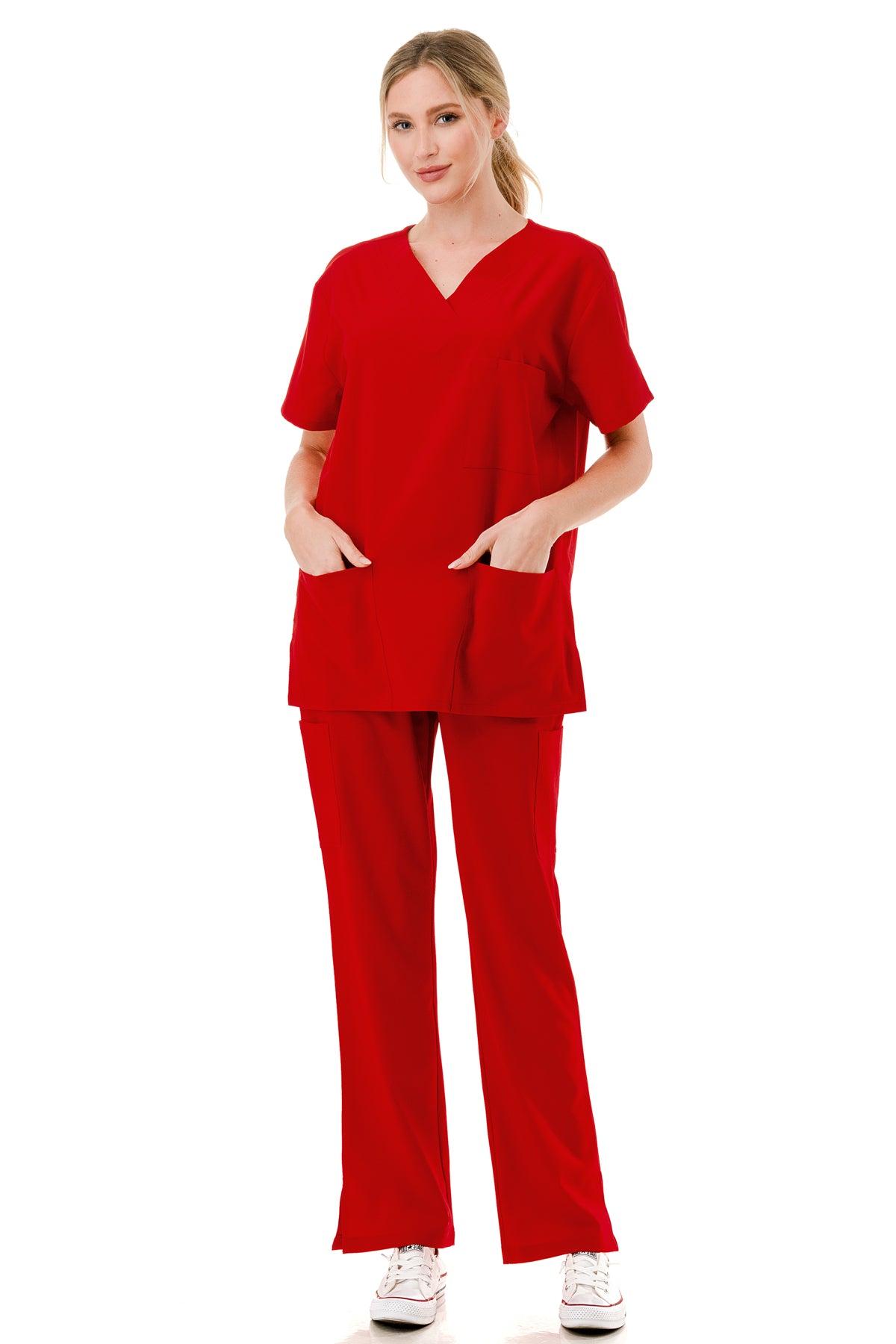 WOMEN'S SCRUBS MEDICAL NURSING UNIFORM SET UN0147RD (MIN 2 SET)