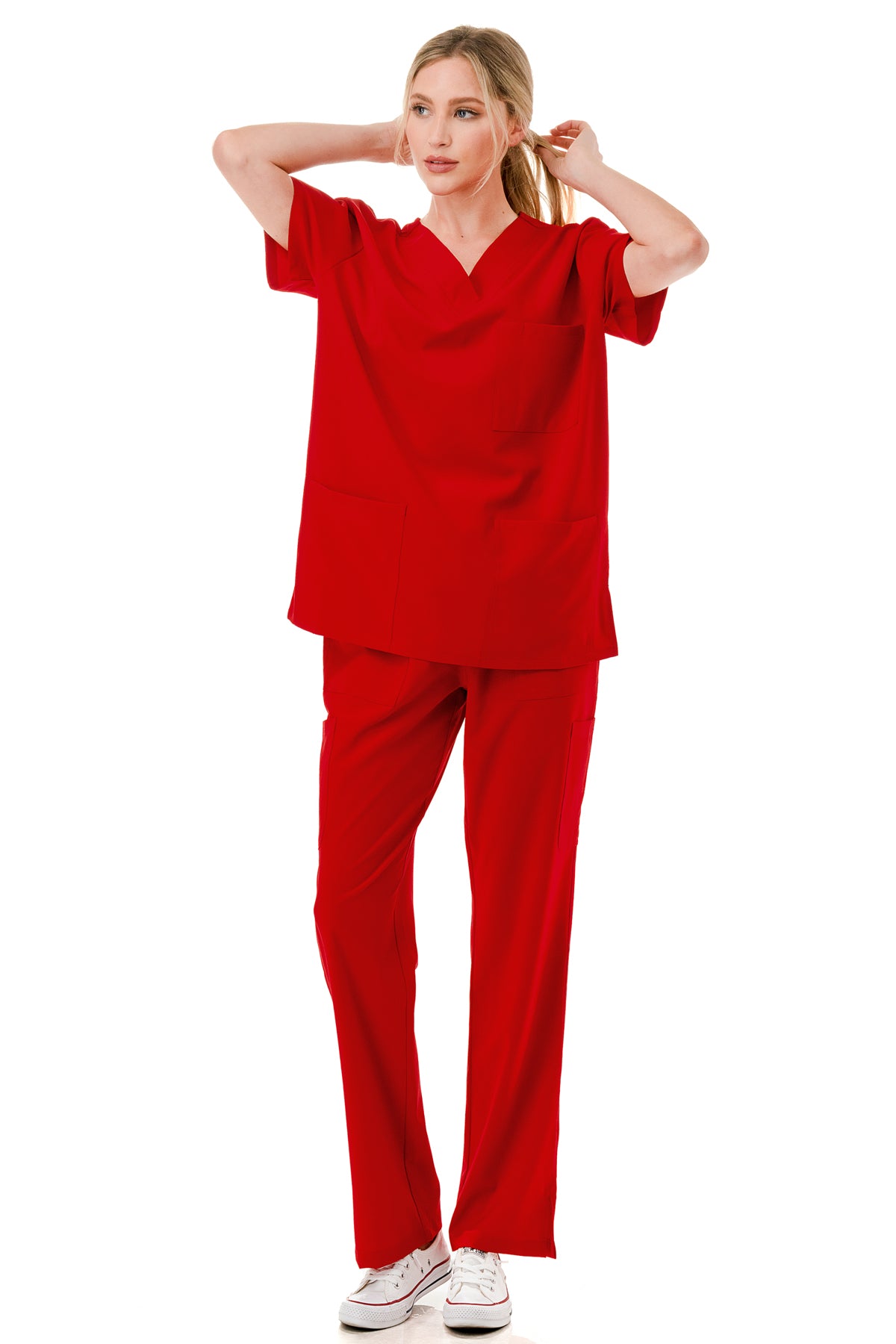 WOMEN'S SCRUBS MEDICAL NURSING UNIFORM SET UN0147RD (MIN 2 SET)