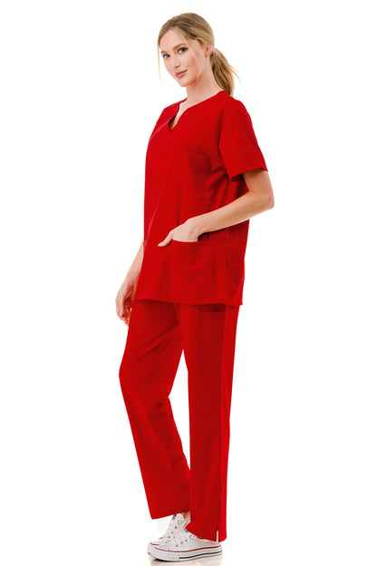 WOMEN'S SCRUBS MEDICAL NURSING UNIFORM SET UN0147RD (MIN 2 SET)