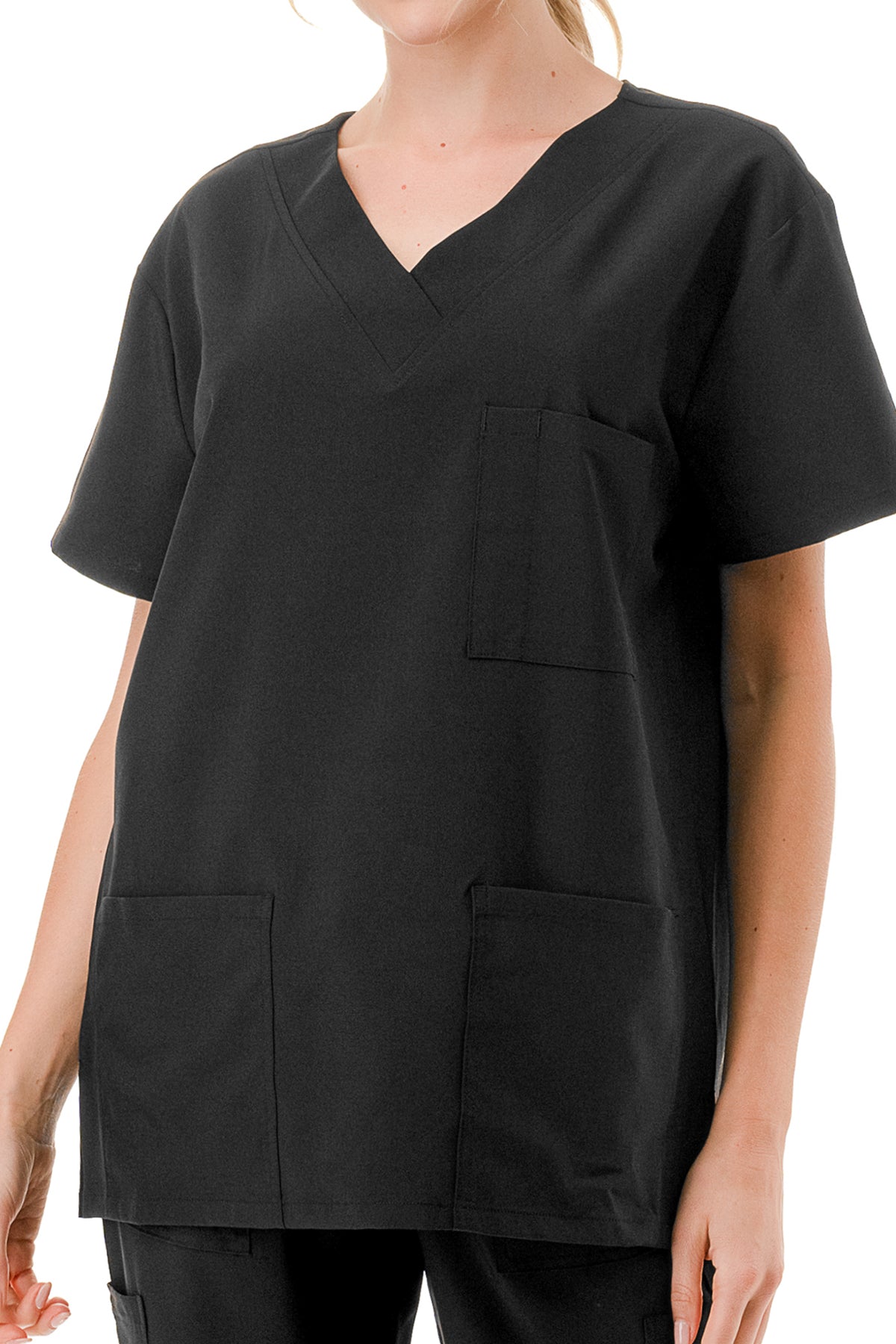 WOMEN'S SCRUBS MEDICAL NURSING UNIFORM SET UN0147BK (MIN 2 SET)