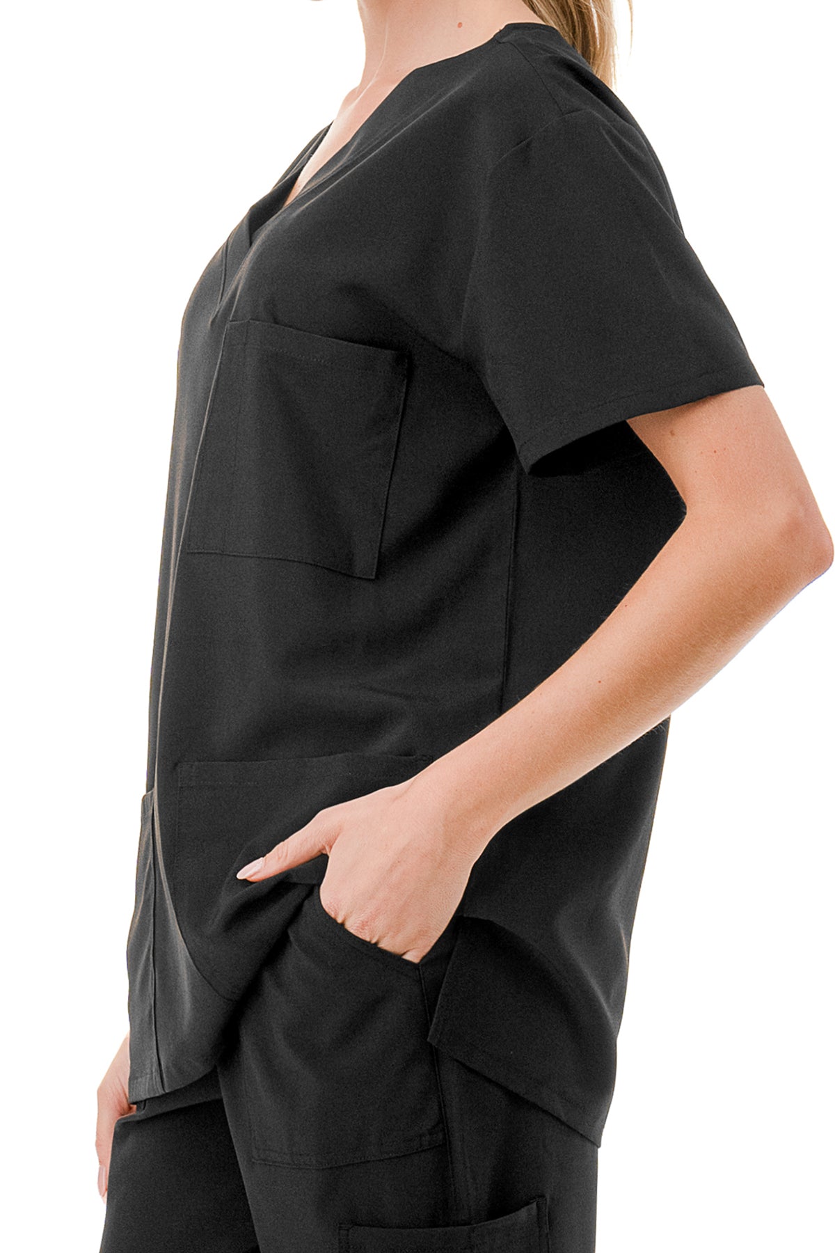 WOMEN'S SCRUBS MEDICAL NURSING UNIFORM SET UN0147BK (MIN 2 SET)