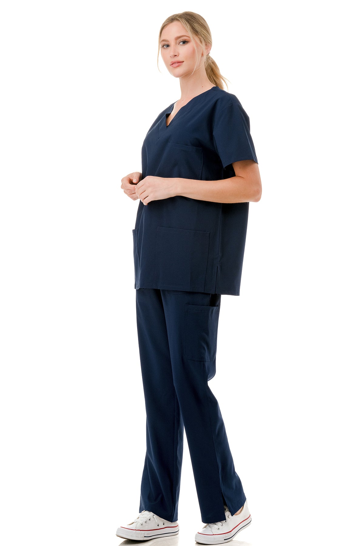 WOMEN'S SCRUBS MEDICAL NURSING UNIFORM SET UN0147NV (MIN 2 SET)