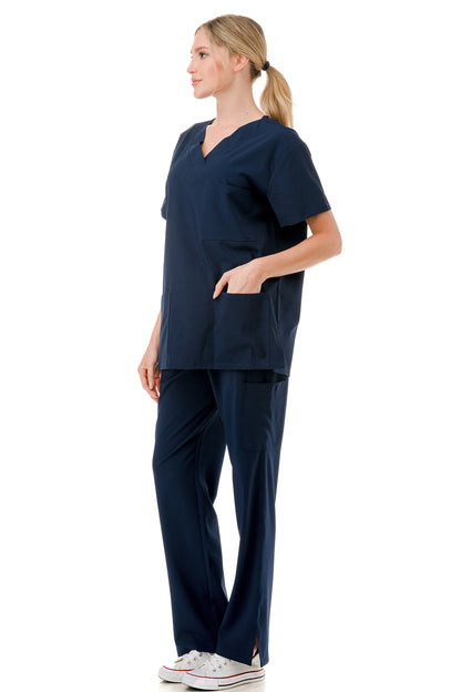 WOMEN'S SCRUBS MEDICAL NURSING UNIFORM SET UN0147NV (MIN 2 SET)