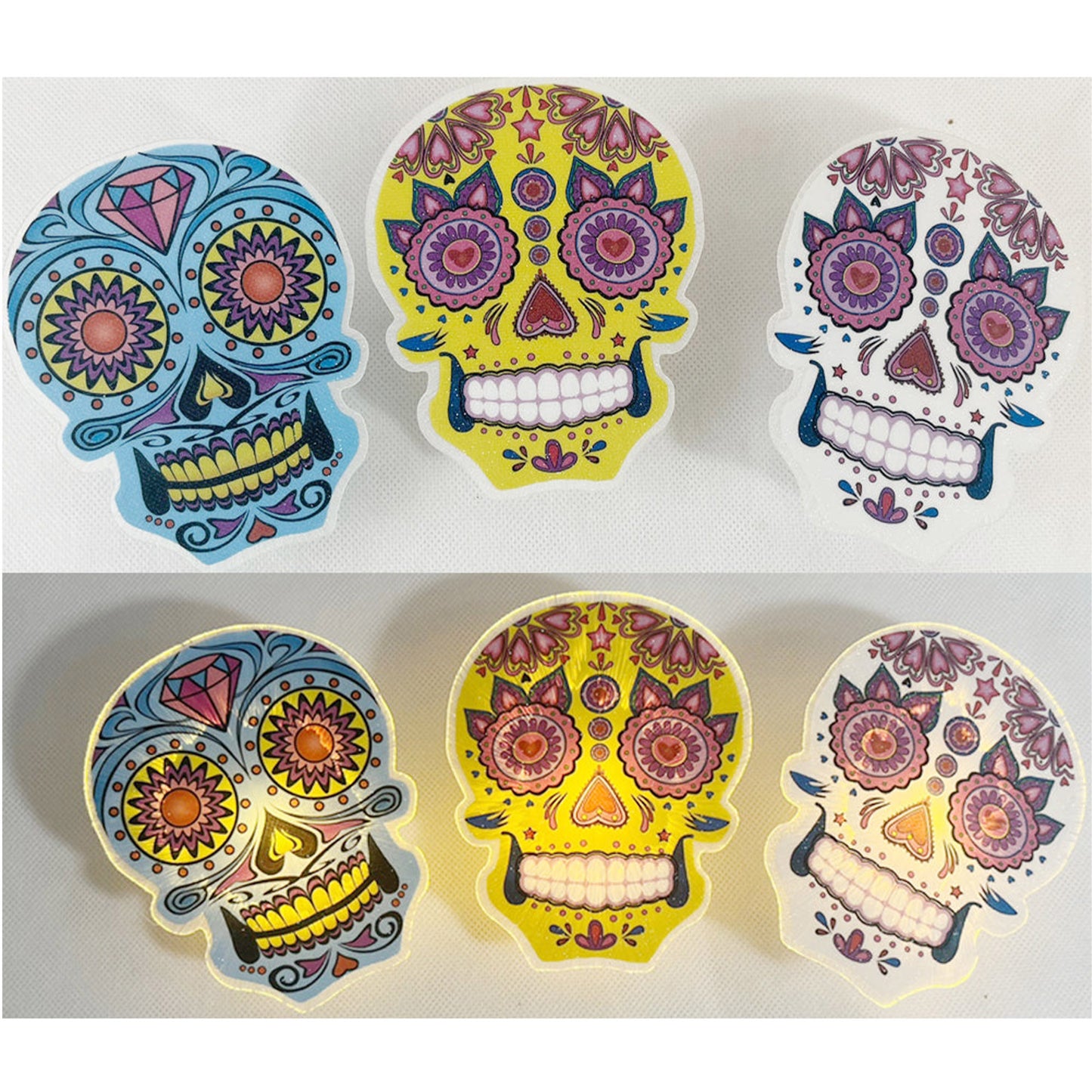 HALLOWEEN SKULL LIGHT DECORATION STICKER 823-51A (12PC)