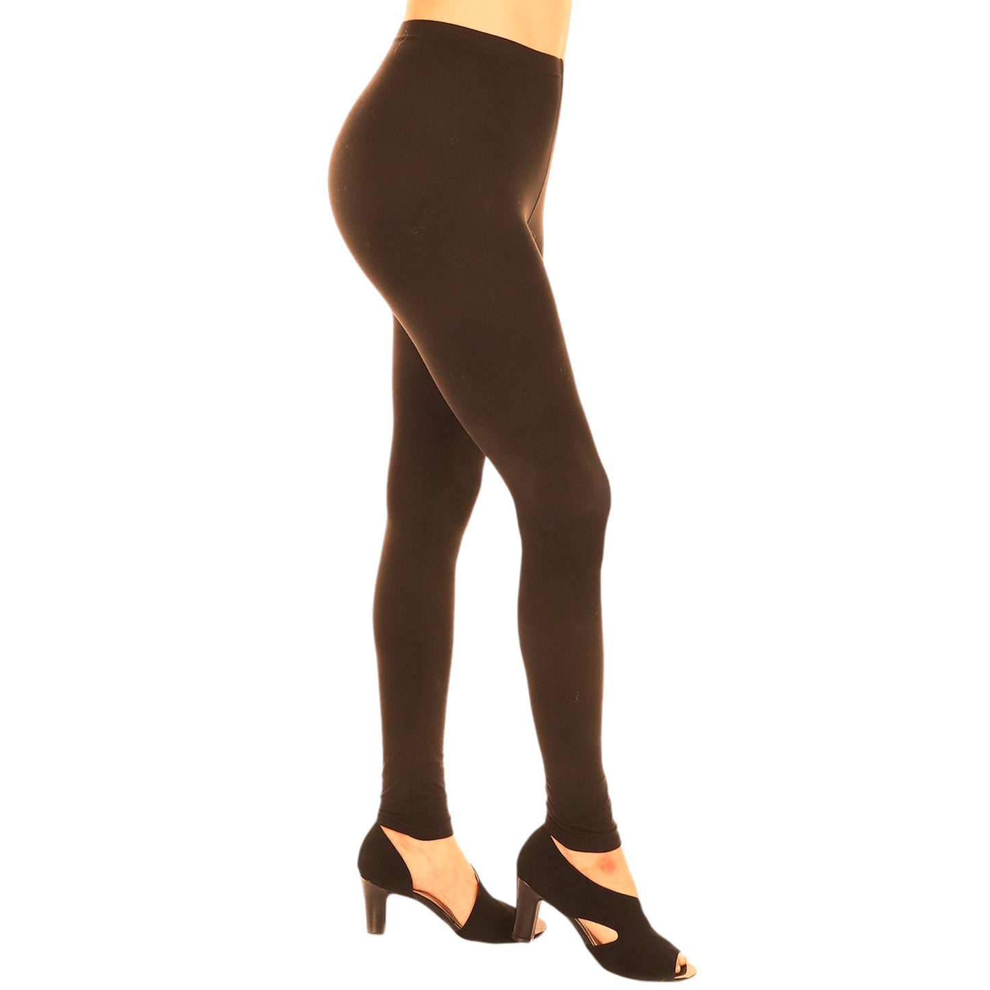 ELASTICIZED WAISTBAND BROWN LEGGINGS LGR2 (6PC)