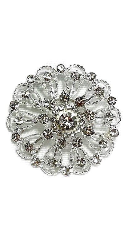 RHINESTONE FLOWER BROOCH BC0427-15 (12PC)