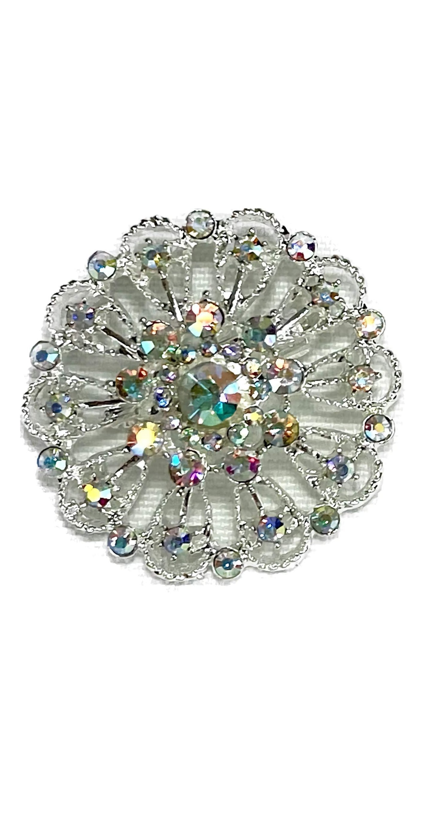 RHINESTONE FLOWER BROOCH BC0427-15 (12PC)