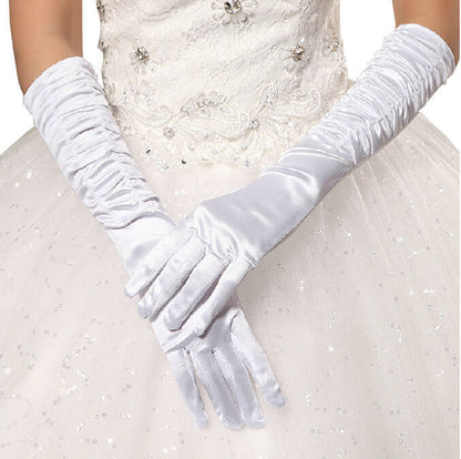 PLEATED SATIN LONG GLOVES 123