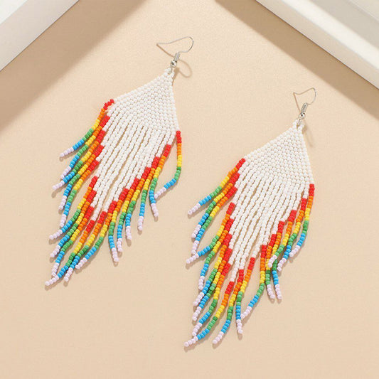 FRINGE RAINBOW BEAD EARRING 2829-36 (10PC)