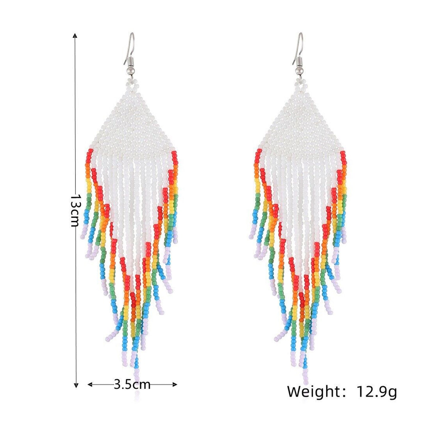 FRINGE RAINBOW BEAD EARRING 2829-36 (10PC)