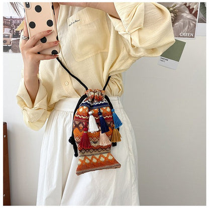 BOHO TASSEL DRAWSTRING CROSSBODY BAG 2828-6 (12PC)