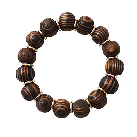 WOODEN BALL BRACELET 2908-28 (12PC)