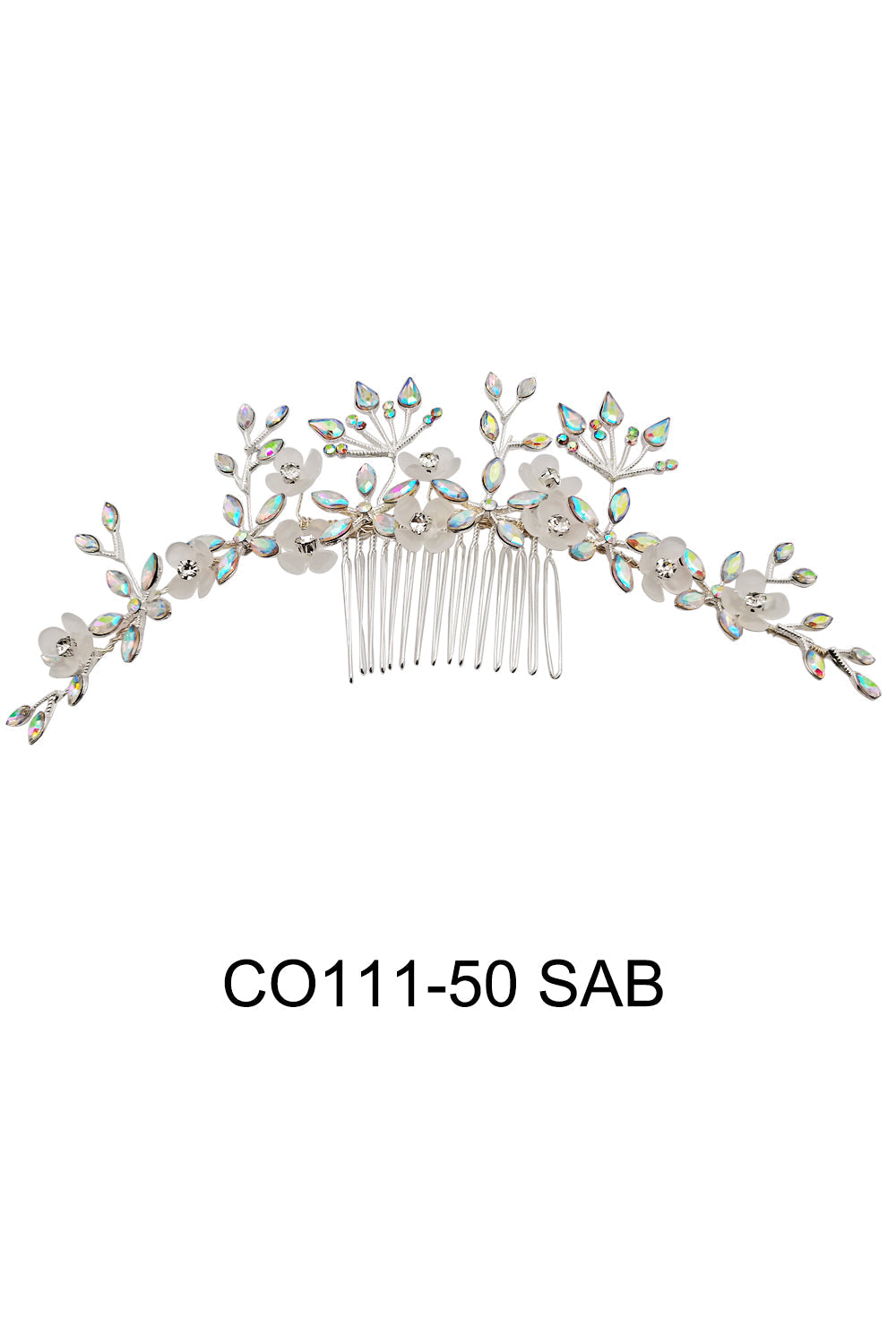 CRYSTAL FLOWER DECOR TIARA HAIR COMB 111-50 (3PC)