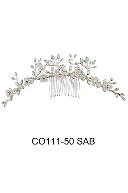 CRYSTAL FLOWER DECOR TIARA HAIR COMB 111-50 (3PC)