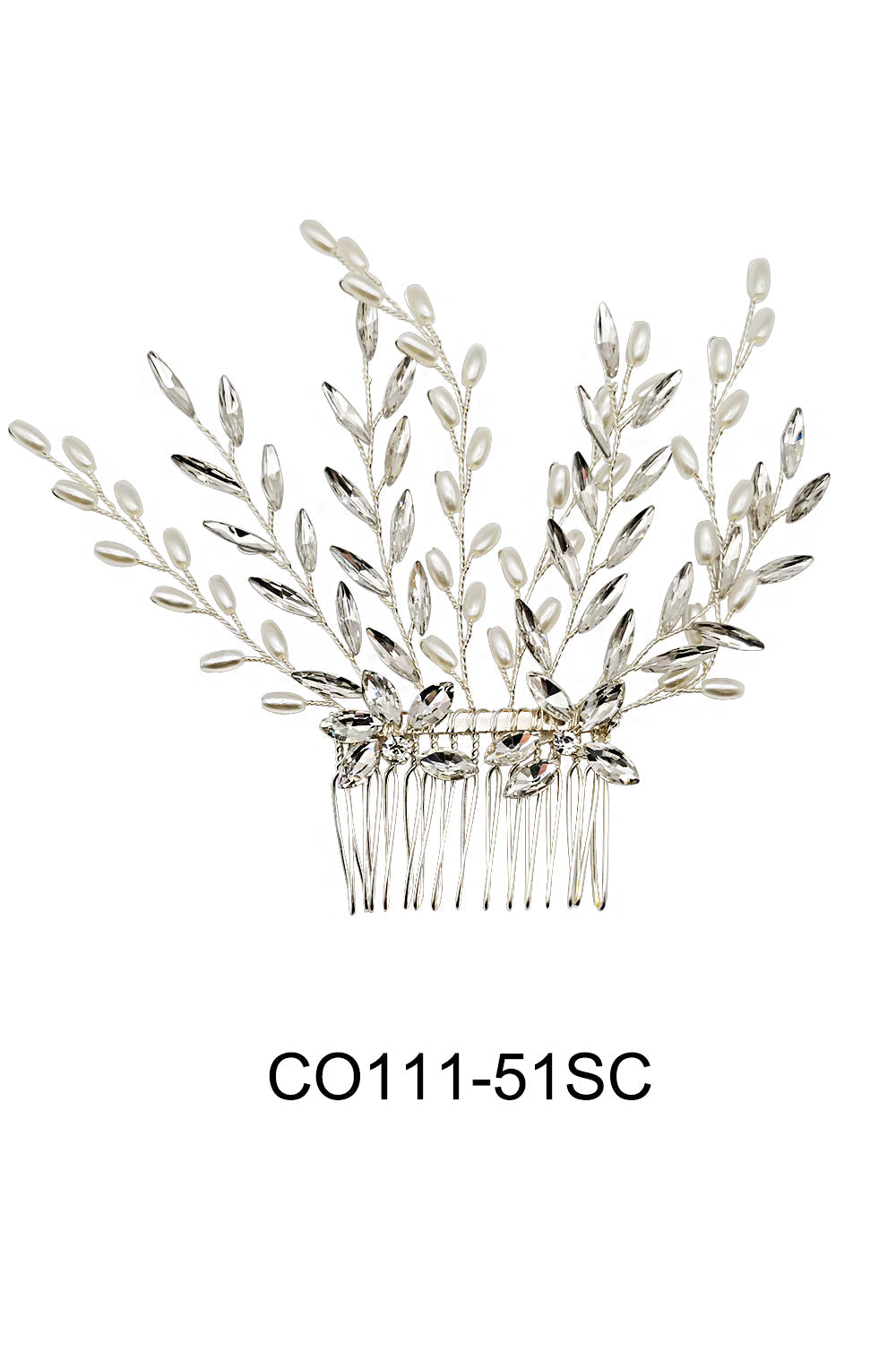 PEARL CRYSTAL DECOR TIARA HAIR COMB 111-51 (4PC)