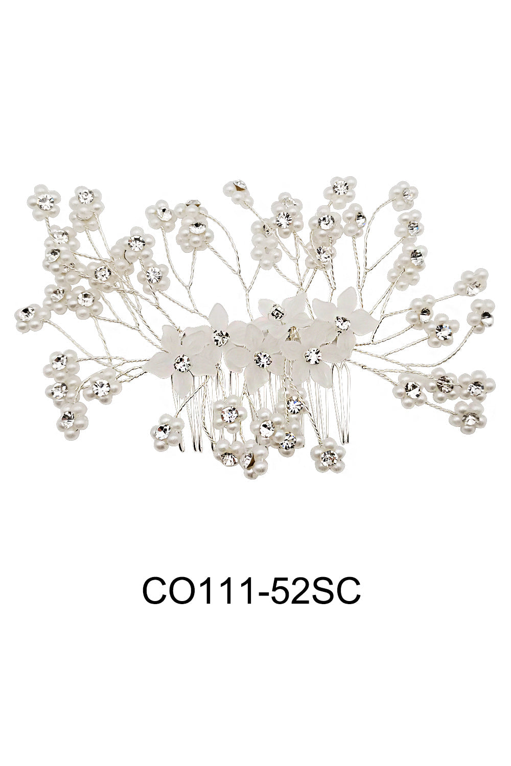 PEARL FLOWER DECOR TIARA HAIR COMB 111-52 (4PC)