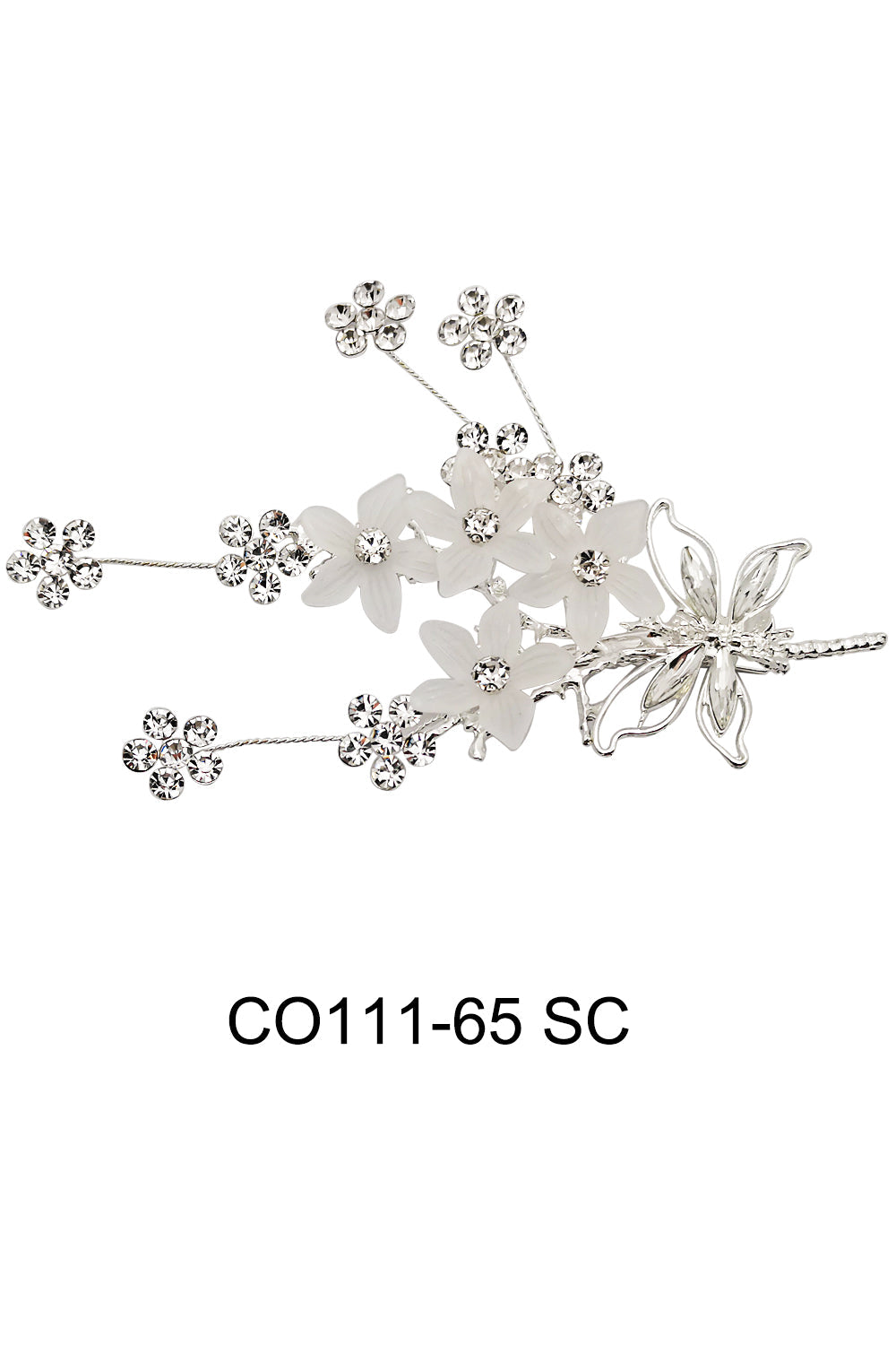 CRYSTAL FLOWER DECOR TIARA HAIR COMB 111-65 (3PC)