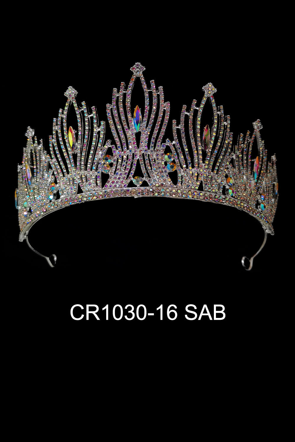 CRYSTAL TIARA CROWN 1030-16 (4PC)