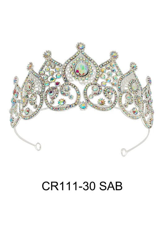 CRYSTAL TIARA CROWN 111-30 (4PC)