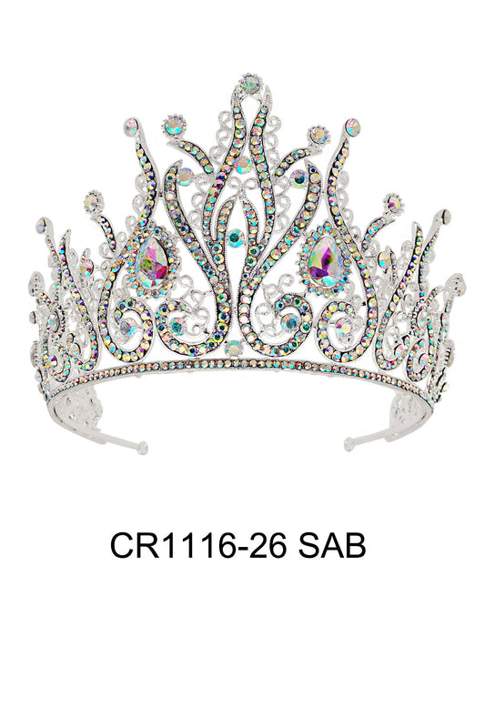 CRYSTAL TIARA CROWN 1116-26 (4PC)