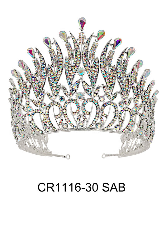 CRYSTAL TIARA CROWN 1116-30 (4PC)