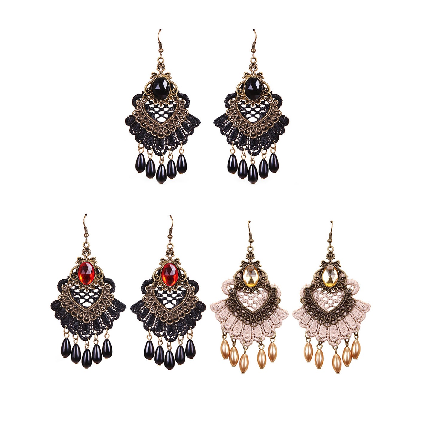 COLOR STONE DANGLING EARRING 2826-77 (12PC)