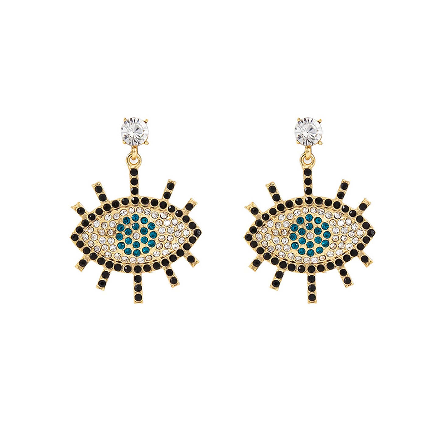 RHINESTONE EVIL EYE EARRING 904-15 (12PC)