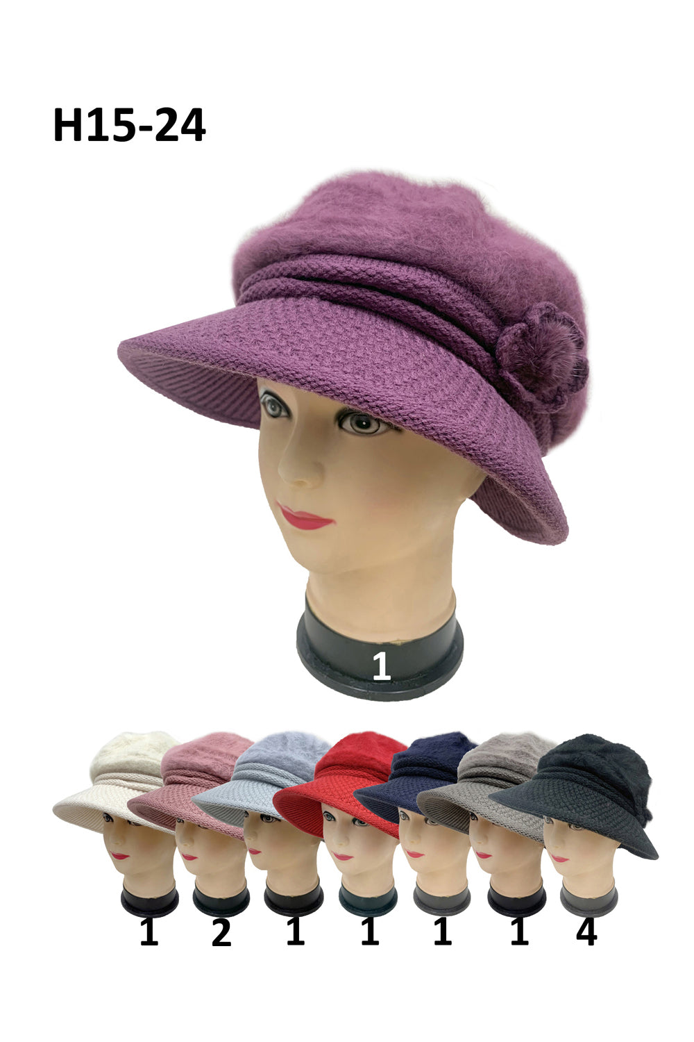 WOMEN'S FUR KNITTED BUCKET HAT H15-24 (12PC)