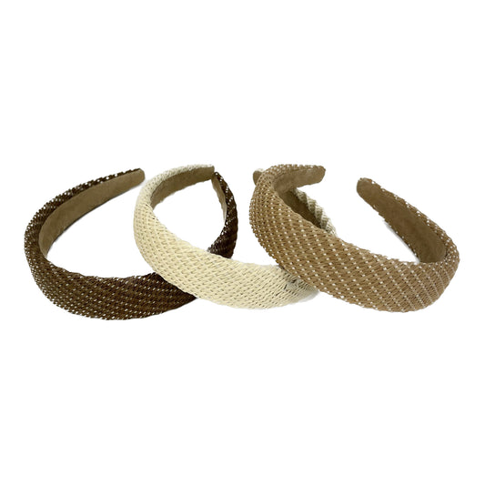 BOHO PLAIN RATTAN HEADBAND HB1207-16 (12PC)