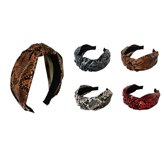 PU SNAKE PATTERN KNOT HEADBAND HB1210-18 (12PC)