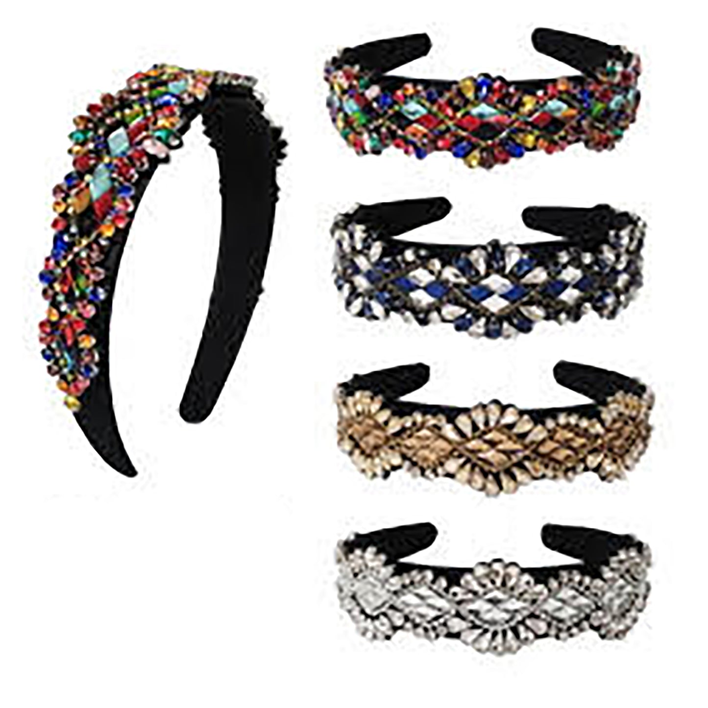 MULTI CRYTAL DECOR HEADBAND HB1226-10 (12PC)