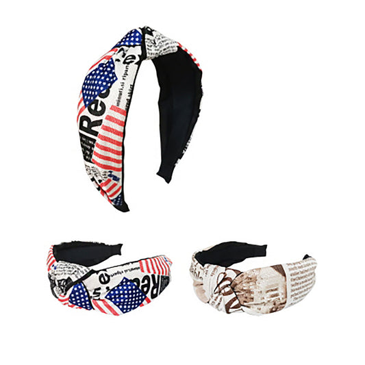 AMERICAN FLAG KNOT HEADBAND HB21018-20 (12PC)