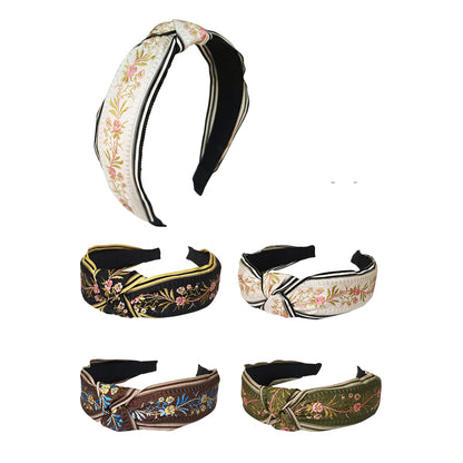 BOHO FLOWER EMBROIDERY KNOT HEADBAND HB21018-30 (12PC)