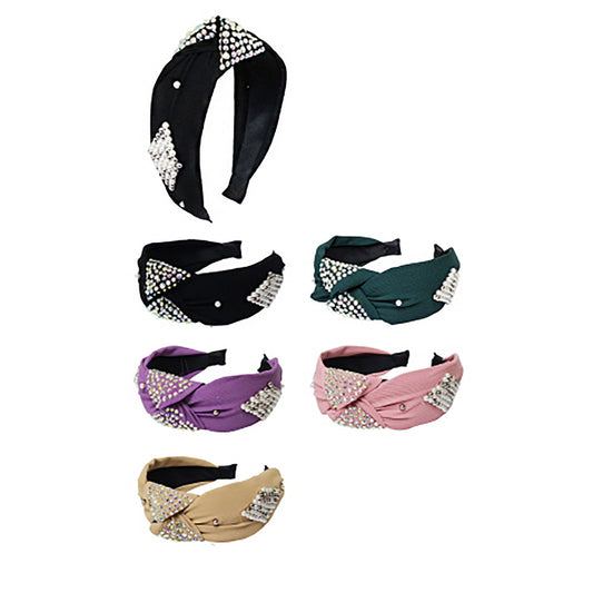 PEARL DECOR TOP KNOT HEADBAND HB21027-40 (12PC)