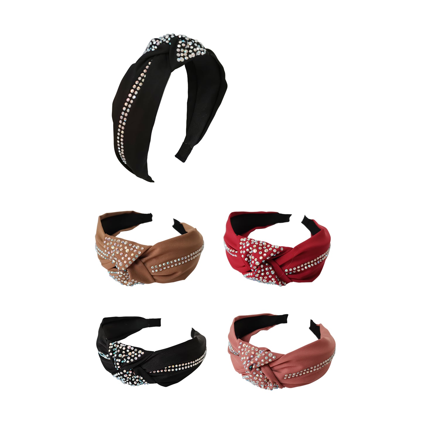 RHINESTONE DECOR KNOT HEADBAND HB402-40 (12PC)