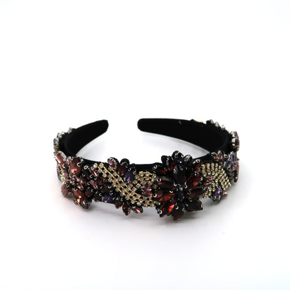 MULTI CRYSTAL FLOWER DECOR HEADBAND HB1011-61 (12PC)