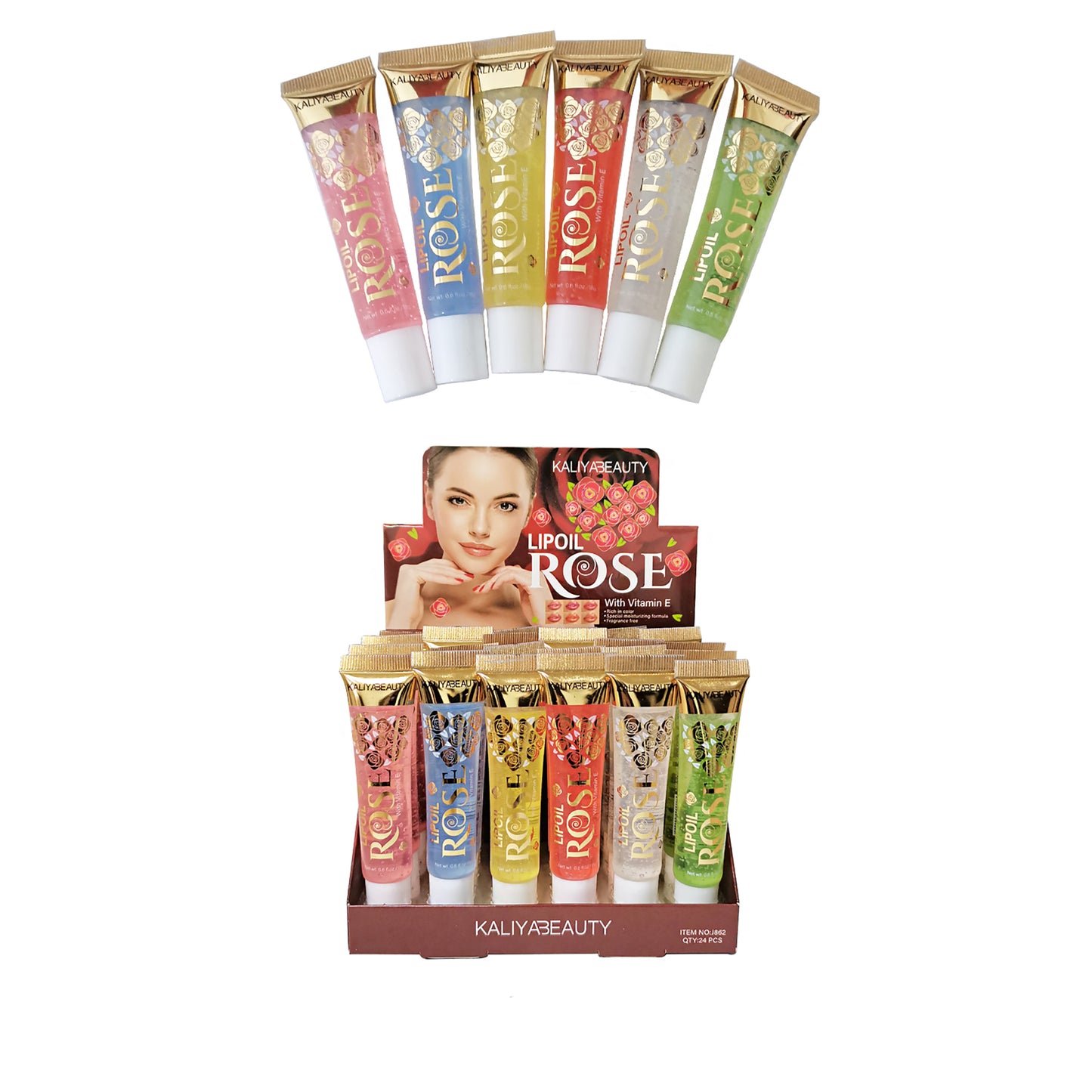 KALIYA BEAUTY ROSE LIP OIL J862 (24PC)